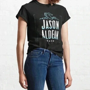 Jason Aldean T-Shirt Back in the Saddle 2021 Concert  Tour Band Tee Black Medium